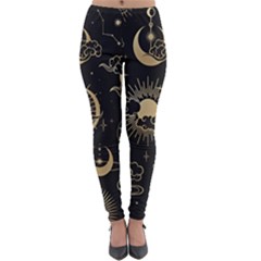 Asian Seamless Pattern With Clouds Moon Sun Stars Vector Collection Oriental Chinese Japanese Korean Lightweight Velour Leggings by Perong