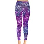 Purple Violet Glitter Galaxy Nebula Space Pattern Inside Out Leggings