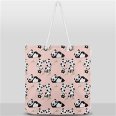 Cute Panda Animal Pattern Full Print Rope Handle Tote (large) by Perong
