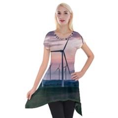Wind Giants At Twilight Short Sleeve Side Drop Tunic by Tellerarts