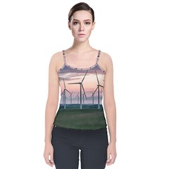 Wind Giants At Twilight Velvet Spaghetti Strap Top by Tellerarts