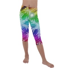 Christmas-snowflake-background Kids  Lightweight Velour Capri Leggings  by Grandong