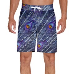 Peacock Bird Feathers Coloured Plumage Men s Beach Shorts by Perong