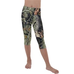 Realtree Camo Seamless Pattern Camo Hunting Kids  Lightweight Velour Capri Leggings  by Perong
