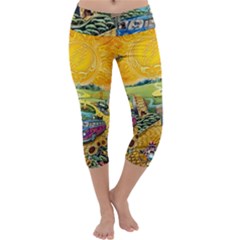 Grateful Dead Golden Road Capri Yoga Leggings by Bedest