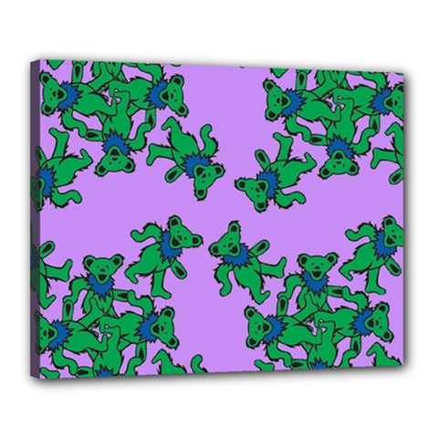 Grateful Dead Bears  Pattern Canvas 20  X 16  (stretched) by Perong