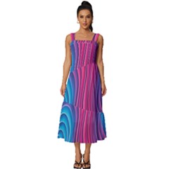Spiral Swirl Pattern Light Circle Square Neckline Tiered Midi Dress by Ndabl3x
