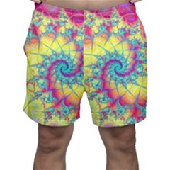 Fractal Spiral Abstract Background Vortex Yellow Men s Shorts by Ket1n9