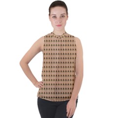 Olimedbege Mock Neck Chiffon Sleeveless Top