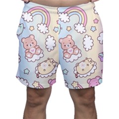 Usheen Carebears, Bears, Cat, Colorful, Cute, Pastel, Pattern Men s Shorts by kyorashop23