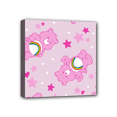 Cheer Bear Pink, Care, Care Bears, Cartoon Mini Canvas 4  X 4  (stretched) by kyorashop23