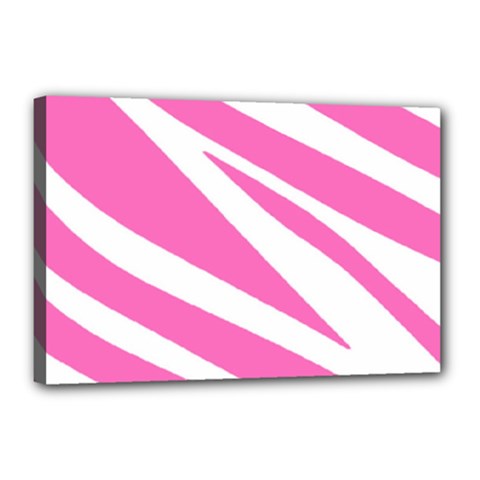 White Pink Stripes, Pattern Canvas 18  X 12  (stretched)