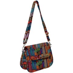 City New York Nyc Skyscraper Skyline Downtown Night Business Urban Travel Landmark Building Architec Saddle Handbag by Posterlux