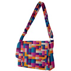 Abstract Geometry Blocks Full Print Messenger Bag (l) by anzea