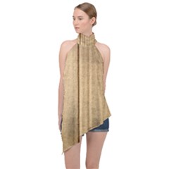 Brown Cardboard Texture Macro, Cardboard, Cardboard Halter Asymmetric Satin Top by kyorashop23