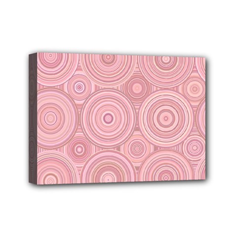 Pink Retro Texture With Circles, Retro Circles Background, Mini Canvas 7  X 5  (stretched) by kyorashop23