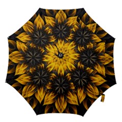Yellow Flower Pattern Leaves Hook Handle Umbrellas (small) by Maspions