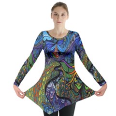 Psychedelic Digital Art Artwork Landscape Colorful Long Sleeve Tunic 