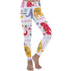African Elephant Cute Cartoon Seamless Shading Cartoon Character Kids  Lightweight Velour Classic Yoga Leggings by Bedest