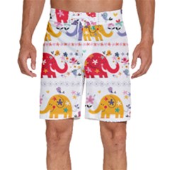 African Elephant Cute Cartoon Seamless Shading Cartoon Character Men s Beach Shorts by Bedest