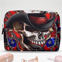 Confederate Flag Usa America United States Csa Civil War Rebel Dixie Military Poster Skull Make Up Pouch (medium)