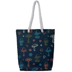 Whimsical Mushrooms Pattern Full Print Rope Handle Tote (small) by Drawde