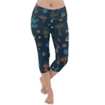 Whimsical Mushrooms pattern Lightweight Velour Capri Yoga Leggings