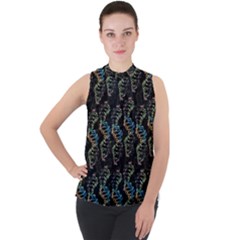 Multicolored Dna Strand Art Mock Neck Chiffon Sleeveless Top by ExtraAwesomeSauce