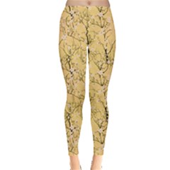 Light Yellow Cherry Blossom Tree Flower Leggings by CoolDesigns