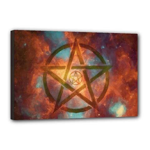 Enchanted Nebula Pentagram Art Canvas 18  X 12  (stretched) by ExtraAwesomeSauce