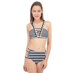 Black And White Circles Pattern Cage Up Bikini Set by ytdream