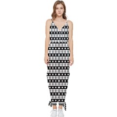 Black And White Circles Pattern Sleeveless Tie Ankle Chiffon Jumpsuit by ytdream