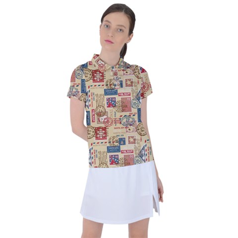 Letters Writing Paper Text Pattern Women s Polo T-shirt by Apenda