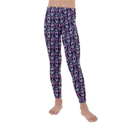 Sugar Skull Cat Pattern Kids  Lightweight Velour Leggings by ExtraAwesomeSauce