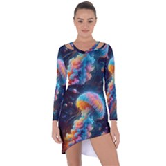 Cosmic Jellyfish Artwork Asymmetric Cut-out Shift Dress by ExtraAwesomeSauce