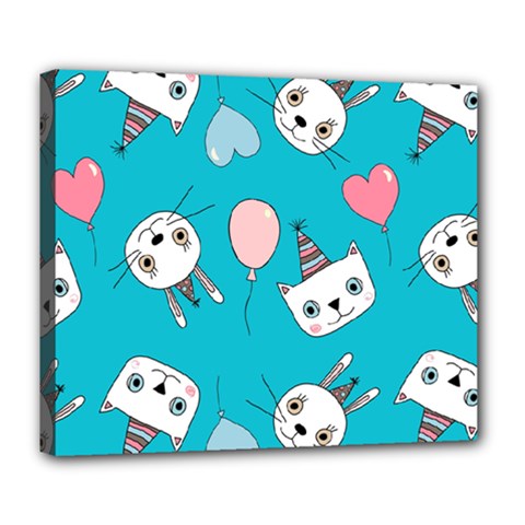 Birtay Cats Bunnies, Koteto Deluxe Canvas 24  X 20  (stretched)