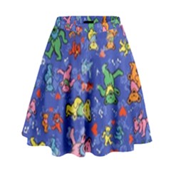 Grateful Dead Dancing Bears Pattern High Waist Skirt by Salmanaz77