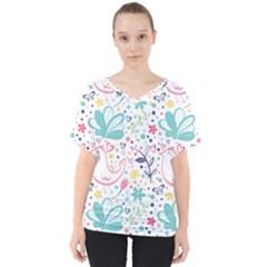 Cute Bird Pattern V-neck Dolman Drape Top by designsbymallika