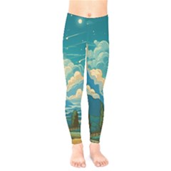 Mountains Rural Countryside Sky Kids  Leggings by Salmanaz77
