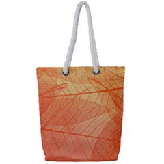 Abstract Texture Of Colorful Bright Pattern Of Transparent Leaves Of Orange And Yellow Color Full Print Rope Handle Tote (small) by Posterlux