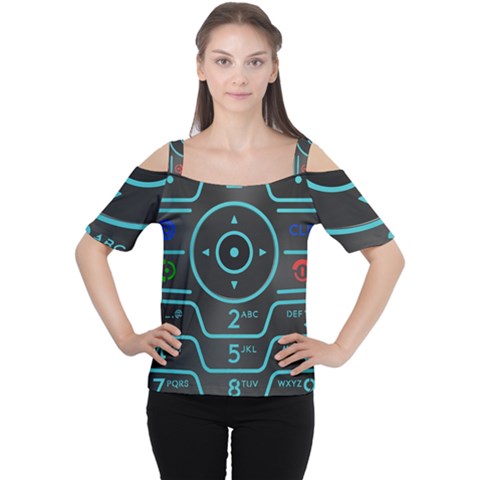 Retro Mobile Device Output Device Cutout Shoulder T-shirt by Bedest