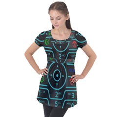 Retro Mobile Device Output Device Puff Sleeve Tunic Top by Bedest