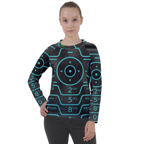 Retro Mobile Device Output Device Women s Long Sleeve Raglan T-shirt by Bedest