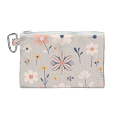  Minimalist Pattern With Simple Lines,flower And Shapes, Creating A Clean And Modern Canvas Cosmetic Bag (medium) by myclothy