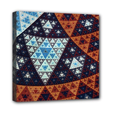 Fractal Triangle Geometric Abstract Pattern Mini Canvas 8  X 8  (stretched) by Cemarart