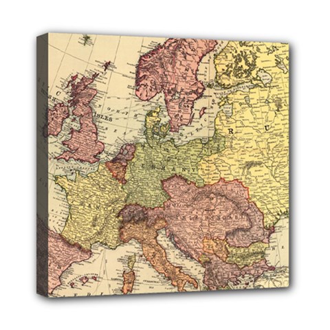 Retro Old Vintage Map Of Europe Mini Canvas 8  X 8  (stretched)