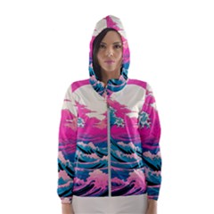 Waves Mountains Sky Women s Hooded Windbreaker by Grandong