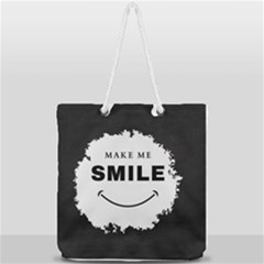 Black And White Simple Make Me Smile T Shirt 20250203 014057 0000 Full Print Rope Handle Tote (large)