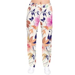 Abstract Floral Background Women Velvet Drawstring Pants