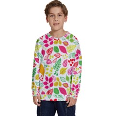 Leaves Pattern Seamless Texture Kids  Crewneck Sweatshirt by Maspions
